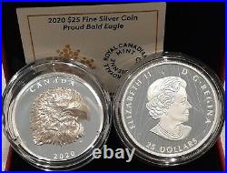 2020 EHR Proud Bald Eagle ExtraHigh Relief Head $25 1OZ Silver Proof Coin Canada