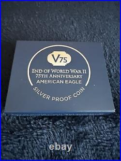2020 END of WORLD WAR II 75th ANNIVERSARY AMERICAN EAGLE SILVER PROOF Coin V75