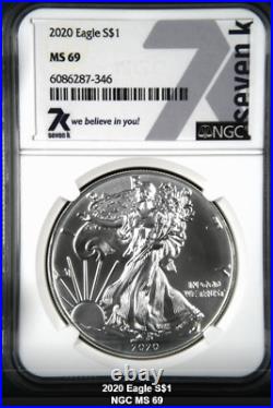 2020 Eagle $1 MS69 NGC Limited seven k label 1oz 0.999 Silver West Point