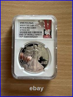 2020 Ngc Pf70 W End Of World War Silver Eagle Coin V75 Privy Proof Silver Coin