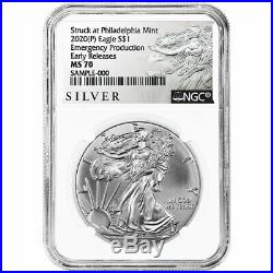 2020 (P) $1 American Silver Eagle NGC MS70 Emergency Production ALS ER Label