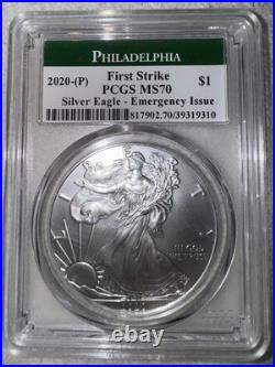 2020-P $1 Silver American Eagle PCGS MS70 FS Philadelphia Emergency Issue 2020-P $1 Silver American Eagle PCGS MS70 FS Philadelphia Emergency Issue