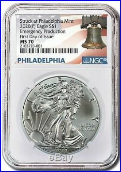 2020 (P) $1 Silver Eagle Philadelphia Emergency Issue NGC MS70 FDI