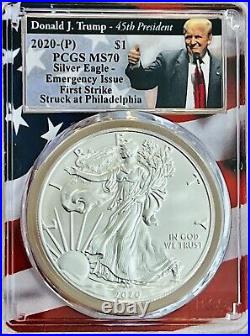 2020 (P) American Silver Eagle PCGS-MS 70 Emergency Issue D. J. TRUMP (RARE)