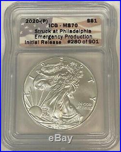 2020 (P) Silver Eagle ICG MS70 Emergency Production 1/901