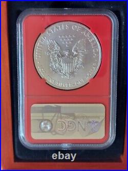 2020 Silver Eagle Coin S$1 NGC MS70 Red -45th President Donald Trump In Wood Box