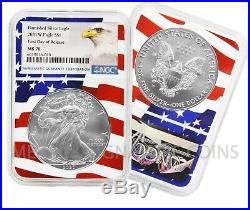 2020 W $1 Burnished American Silver Eagle NGC MS70 Wavy Flag Core FDOR