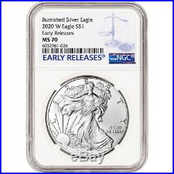 2020 W American Silver Eagle Burnished NGC MS70 Early Releases