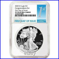 2020 W American Silver Eagle Congratulation Set Ngc Pf 70 First Day Issue 79-003