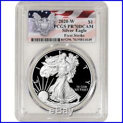 2020-W American Silver Eagle Proof PCGS PR70 DCAM First Strike Red Flag Label