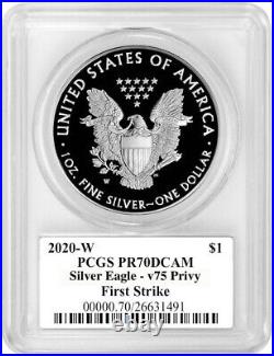 2020-W American Silver Eagle v75 WWII PCGS FS PR70DCAM