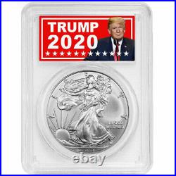 2020-W Burnished $1 American Silver Eagle PCGS SP70 Trump 2020 Label