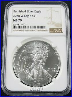 2020 W Burnished American Silver Eagle Ngc Ms 70