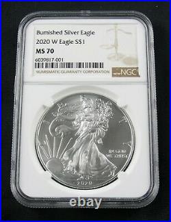 2020 W Burnished American Silver Eagle Ngc Ms 70