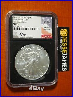 2020 W Burnished Silver Eagle Ngc Ms70 First Day Of Issue John Mercanti Signed