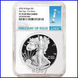 2020-W Proof $1 American Silver Eagle NGC PF70UC FUN Show FDI First Label