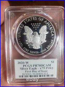 2020 W Proof $1 American Silver Eagle WWII 75th V75 PCGS PR70UC FDI VDay