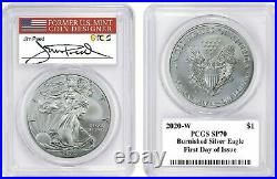 2020-W SP70 PCGS First Day Of Issue Burnished Silver Eagle Peed Signed