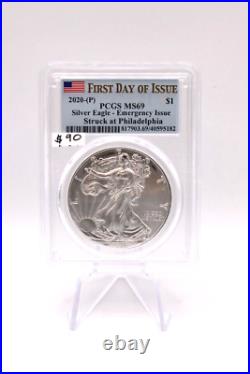 2020-p Emergency Issue American Silver Eagle Ase Pcgs Ms69 Us Mint Bullion