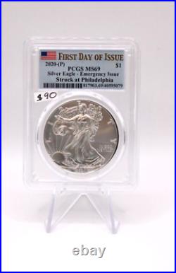 2020-p Emergency Issue American Silver Eagle Coin Ase Pcgs Ms69 Us Mint Bullion