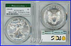 2020 (p) Silver American Eagle $1 Emergency Issue Pcgs Ms70 Philadelphia
