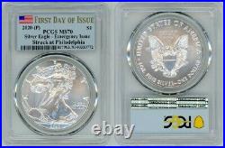 2020 (p) Silver American Eagle $1 Pcgs Ms70 Emergency First Day Of Issue Aaa