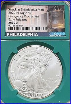 2020 (p) Silver Eagle Ngc-ms70 Er Emergency Issue Struck At Philadelphia Mint