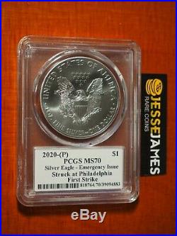 2020 (p) Silver Eagle Pcgs Ms70 Mercanti Emergency Issue Struck At Philadelphia