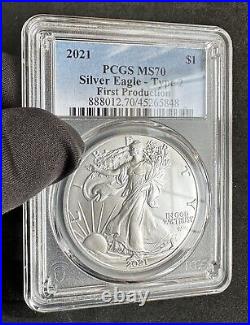 2021 $1 American 1oz 999 Fine Silver Eagle Type-2 First Production PCGS MS70