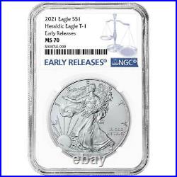 2021 $1 American Silver Eagle 3pc. Set NGC MS70 Blue ER Label Red White Blue