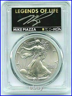2021 $1 American Silver Eagle Type 2 PCGS PSA MS70 Legends of Life Mike Piazza