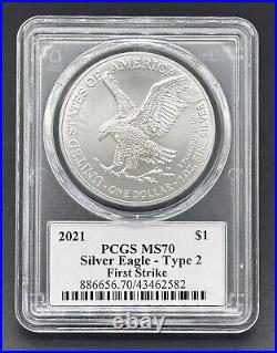 2021 $1 Graded 999 Silver Eagle T-2 PCGS MS70 Signed Edition