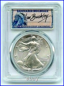 2021 $1 Silver Eagle 1oz Dollar Type 2 PCGS MS70 FDOI Leonard Buckley