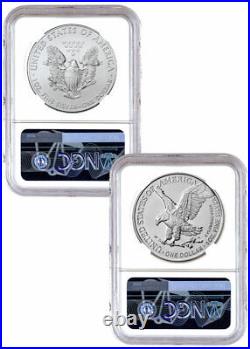 2021 $1 Silver Eagle Final T1 First T2 Production NGC MS70 2-Coin Set 35th Anniv