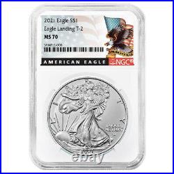 2021 $1 Type 2 American Silver Eagle 3pc Set NGC MS70 Black Label Red White Blue