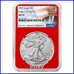 2021 $1 Type 2 American Silver Eagle 3pc Set NGC MS70 Trump Label Red White Blue