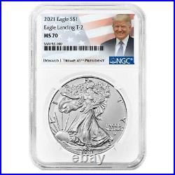 2021 $1 Type 2 American Silver Eagle 3pc Set NGC MS70 Trump Label Red White Blue