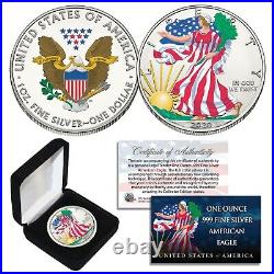 2021 1 oz Colorized 2-Sided American Silver Eagle Coin (BU) with BOX & COA NEW