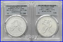 2021/2021(s) Silver Eagle T2/t1 First Day Of Issue Pcgs Ms70 Cleveland Native