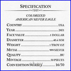 2021 American Eagle Liberty Colorised BITCOIN NEW DOLLAR 1oz. 999 Silver Coin