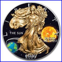 2021 American Eagle Liberty THE SUN Colorised 1oz. 999 Silver Coin