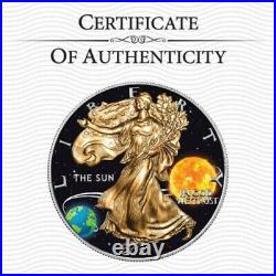 2021 American Eagle Liberty THE SUN Colorised 1oz. 999 Silver Coin