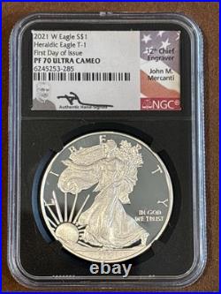 2021- American Silver Eagle- Heraldic Eagle Type 1-NGC- PF70UC- FDOI- Mercanti 2021- American Silver Eagle- Heraldic Eagle Type 1-NGC- PF70UC- FDOI- Mercanti