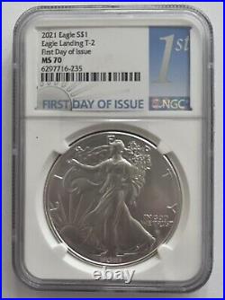 2021 American Silver Eagle T-2 First Day Of Issue FDOI MS70 NGC