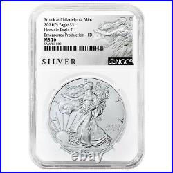 2021 (P) $1 American Silver Eagle NGC MS70 Emergency Production FDI ALS Label
