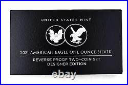 2021 Reverse Proof American Silver Eagle 1 oz Two (2)-Coin Set Designer Edition