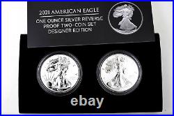 2021 Reverse Proof American Silver Eagle 1 oz Two (2)-Coin Set Designer Edition