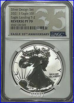 2021 S $1 Ngc Pf70 Reverse T-2 Proof Silver Eagle From Designer Set 35th Anniv