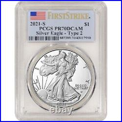 2021 S American Silver Eagle Proof Type 2 PCGS PR70 DCAM First Strike Flag
