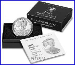 2021-S Proof $1 Type 2 American Silver Eagle Box, OGP & COA